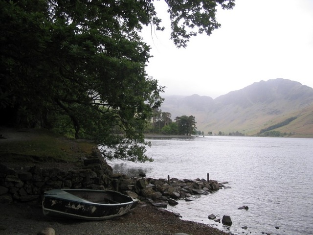 The campsite path ends at Buttermere Lake