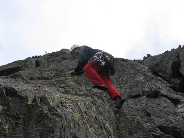 Balancy arete climbing
