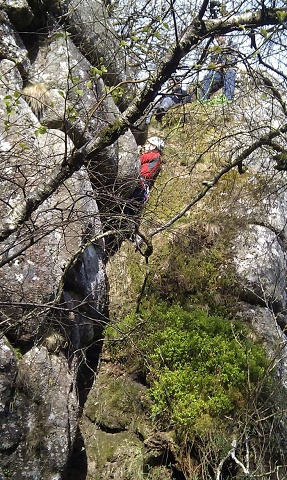 swallowed up by the top boulder