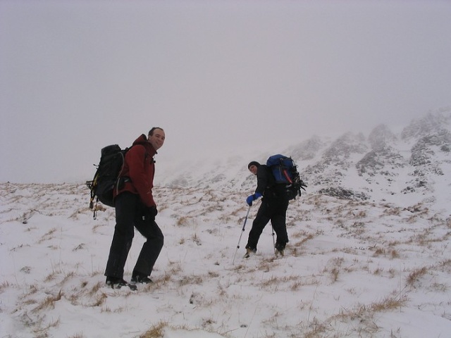 Walking up to the higher coire