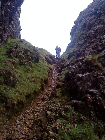 Up through the scar on Moel-yr Ogof