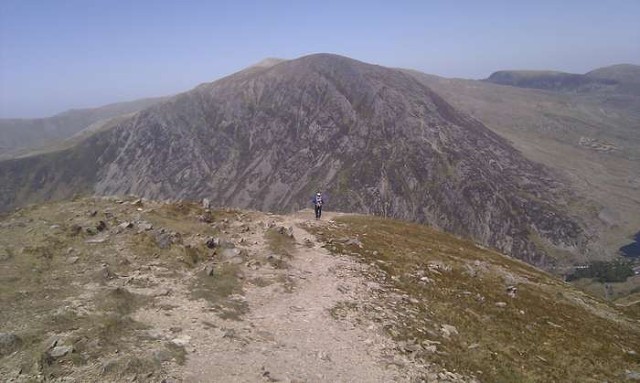 Richard decending the NE ridge of Y Garn. It was very windy from what I remember.